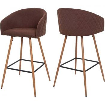 Chaises de comptoir en métal et tissu marron