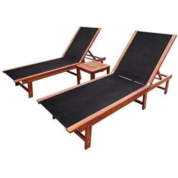 VidaXL Set Lettini Prendisole 3 pz Legno Acacia Giardino Spiaggia