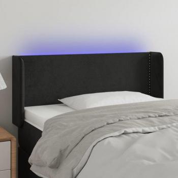 Testina di Letto LED Nera 83x16x78/88 cm in Velluto