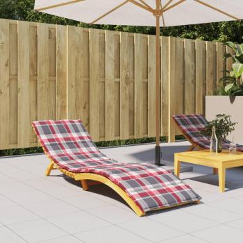VidaXL Sunset Red Check Lounger Pad – 200 cm × 60 cm × 3 cm Oxford Textile