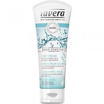 Lavera Foot Cream for Sensitive Skin, 2.5 oz (75ml), Enriched with Macadamia Oil & Green Clay