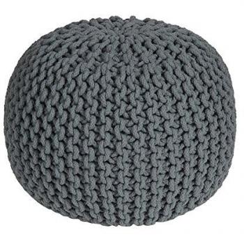Sea Grey Knitted Cotton Pouffe