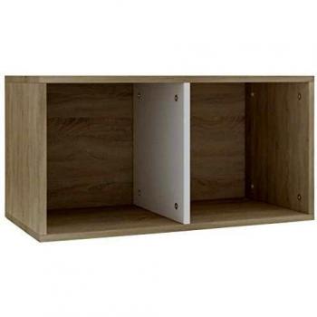 VidaXL Scatola per Vinili Bianco e Rovere Sonoma 71x34x36 cm in Legno