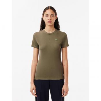 T-shirt femme XS Lacoste ajusté à logo vert kaki