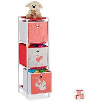Scaffale per Giocattoli, Design Swan Princess, 89x27,5x30 cm, Bianco/Rosso
