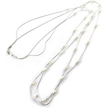 Les Trésors De Lily Collerò Doppio Perla Ivoire 88cm 6mm Argento