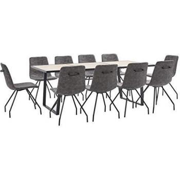 Esszimmertisch mit 10 Kunstlederstühlen – vidaXL “Elegant”