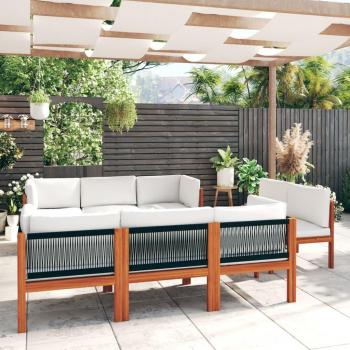 Set de meubles de terrasse VidaXL 9 pièces – coussins crème, structure bois d’acacia solide