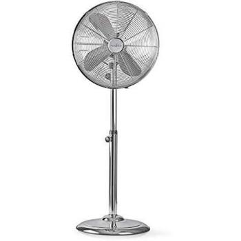 Chrom‑Metal Standventilator Nedis 40 cm – Luftstrom‑Regulator