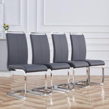Set de 4 chaises de salle à manger confortables, gris