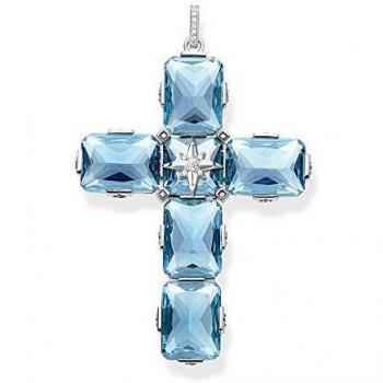 Colgante Cruz con Estrella y Piedras Grandes Azules Thomas Sabo