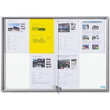 OFFICE AKKTIV Vitrine d'affichage murale (906 x 947 x 50 mm) avec fond métallique et panneaux d'affichage multiples