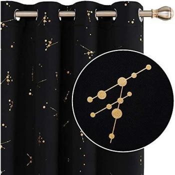 Deconovo Ösenschals Verdunkelungsvorhänge, 183x168 cm, Schwarz, 2er Set