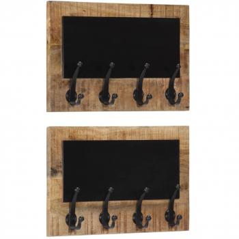 Vidaxl Wandgarderobe 2er Set 4 Haken Massivholz Mango