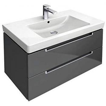 Villeroy & Boch Subway 2.0 Waschtisch-Unterschrank A68910PD, 78,7 cm, 2 Auszüge, chrom Griff, matt schwarz
