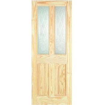 Pine Victorian Burns 2 Panel Light Glazed Internal Door 1981mm x 838mm x 35mm