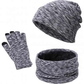 Sombrero Color Sólido con Accesorios de Invierno