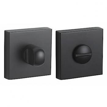 Coppia di borchie con rosetta quadrata Monza 50x50 e pomolo nero satinato