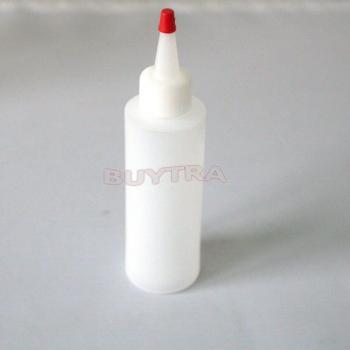 Small Clear Round Squeeze Bottle with Red Cap