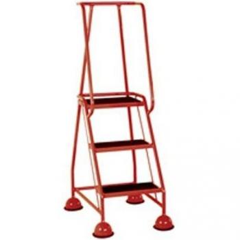 Red 3 Tread Metal Rubber Steps 125kg Max