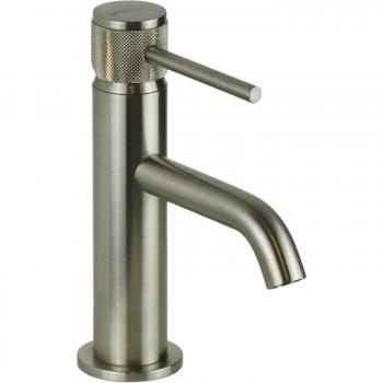 Mitigeur lavabo nickel brossé, poignée luxe, modèle Gattoni Beta 2482/24NS, sans vidange, acier inoxydable brossé
