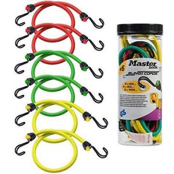 Master Lock Jar of 6 Twin Wire Bungees (2 x 60+ 2 x 80 + 2 x 100)