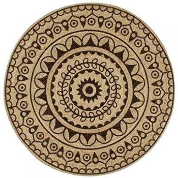 Handmade Jute Rug with Dark Brown Print 90 cm