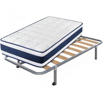 Cama express 80×190 cm: Viscoelástico Tresor y somier Hades con patas de 32 cm