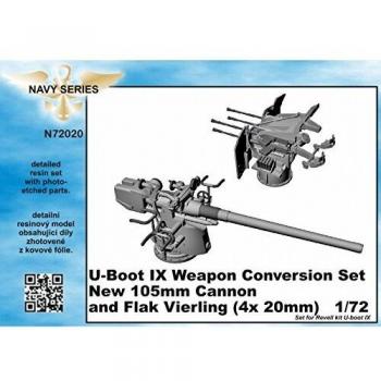 Cmk kit d'amélioration N72020 UBOOT IX Set De Conversion De L’armement De Pont Nouveaux Canons De 105mm Et FlaK Vierling 172