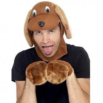 Accessori per cani con guanti e cappuccio marroni