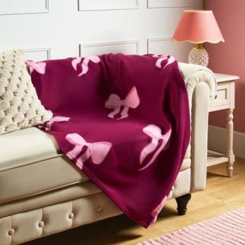 OHS Monochrome Bow Pattern Fleece Throw – 4' × 5'