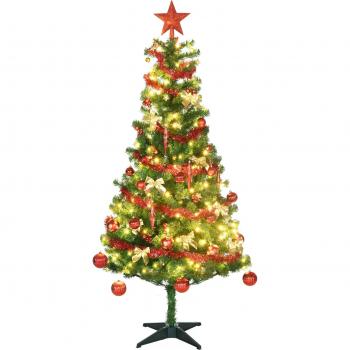 HOMCOM Árbol de Navidad 180 cm con 150 Luces LED y 100 Decoraciones